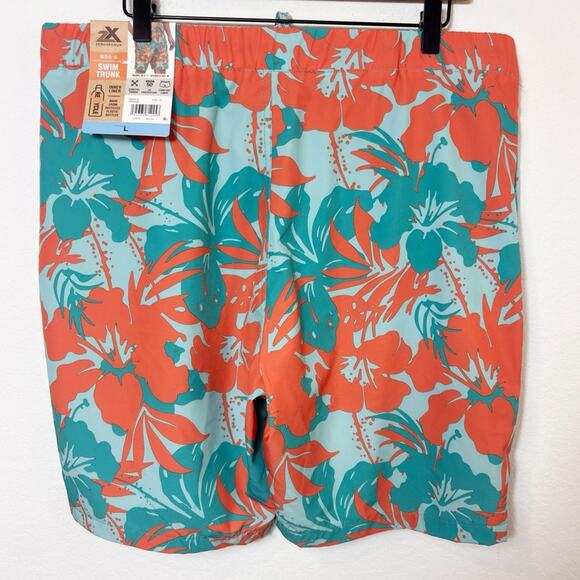 ZeroXPosur Size Large Men's Swim Trunk with Inner Liner Orange Blue Swim Shorts - Picture 6 of 7